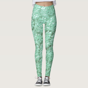 Leggings met mint-groene florale kant