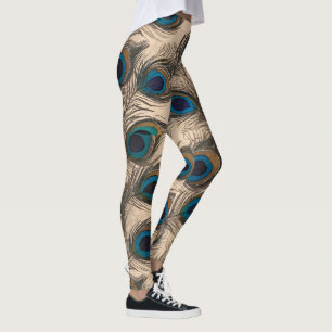 Leggings met pauwenveren
