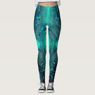 Leggings met print van een printplaat: door techno