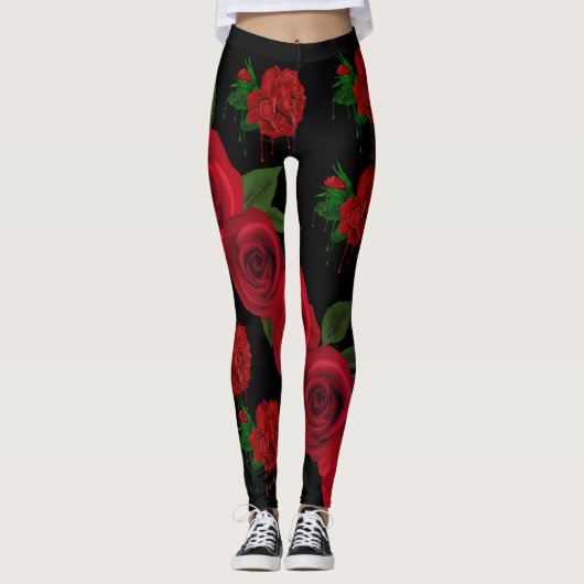 Leggings met rode bloedrozen (Voorkant)