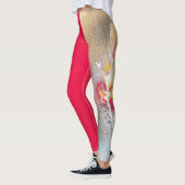 Leggings met rode en goudveren prints (Links)