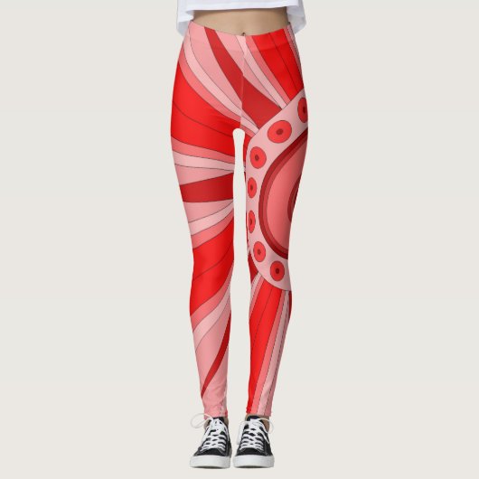 Leggings met rode warme kunst (Voorkant)