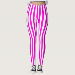 Leggings met roze en witte middenstreep