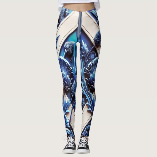 Leggings met Scottish Thistles ontwerp (Voorkant)
