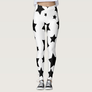 leggings met witte en zwarte sterren