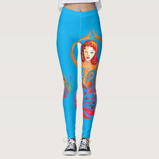 Leggings met Yoga Meditatie Vrouw regenboog Design