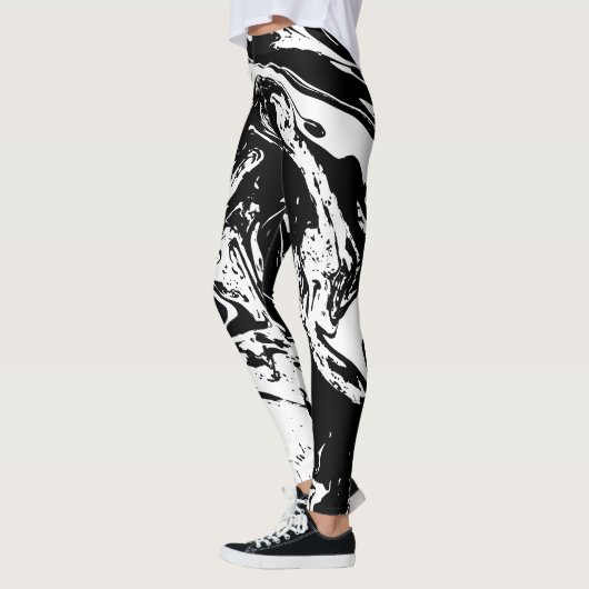Leggings met zwarte en witte marmer (Links)