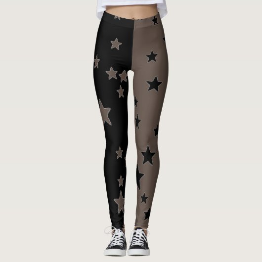 Leggings met zwarte en witte ster (Voorkant)