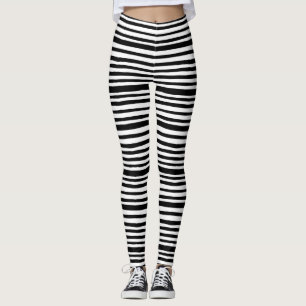 Leggings met zwarte en witte streep
