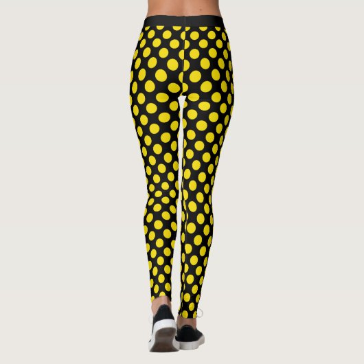 Leggings met zwarte gele poka Dots (Achterkant)