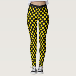 Leggings met zwarte gele poka Dots