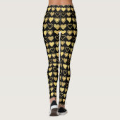 Leggings Metallic Gold Accent Hearts Valentine Gift (Dos)