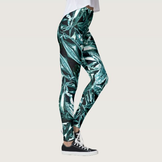 Leggings métalliques abstraits 101 sarcelle profon (Droite)