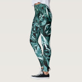 Leggings métalliques abstraits 101 sarcelle profon (Gauche)