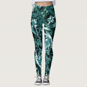 Leggings métalliques abstraits 101 sarcelle profon (Devant)