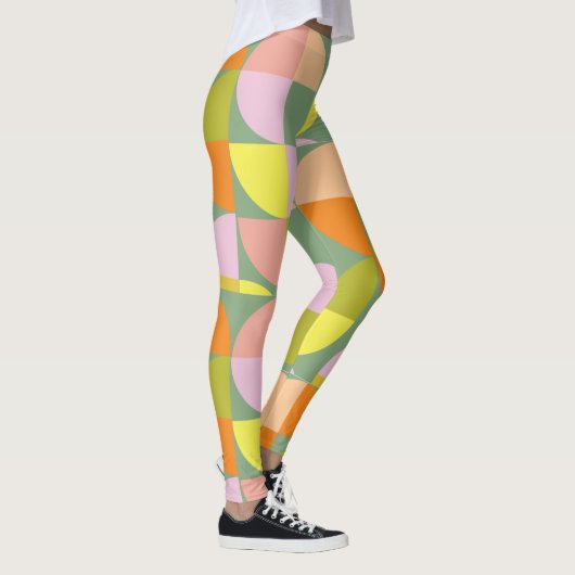 Leggings Mi-Siècle moderne brillant coloré frais géométriqu (Droite)