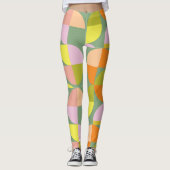 Leggings Mi-Siècle moderne brillant coloré frais géométriqu (Devant)