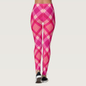 Leggings Mi-siècle moderne Plaid, Fuchsia rose & Coral Roug (Dos)