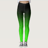 Leggings Mi-ton noir et vert (Devant)