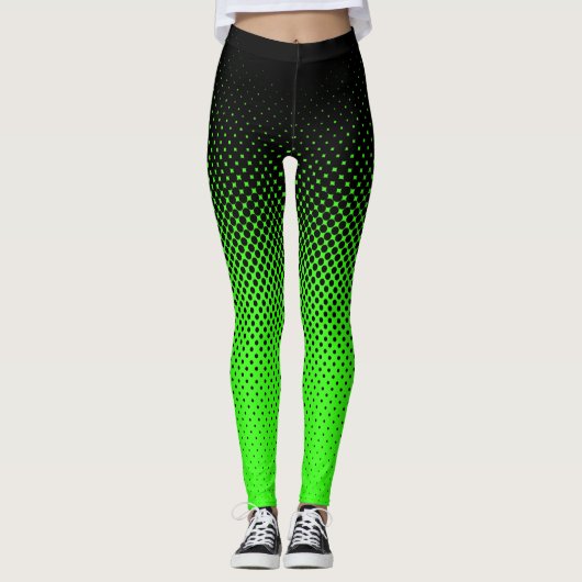 Leggings Mi-ton noir et vert (Devant)