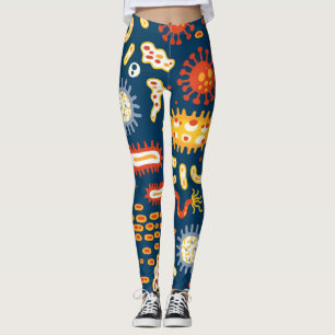 Leggings Microorganismes Bleu foncé : Motif de biologie