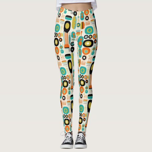 Leggings Mid Century Modern Pattern Colorful Retro Stylish (Devant)