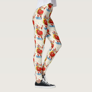 Leggings Mid Century Santa Claus mignonne Party femmes
