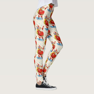 Leggings Mid Century Santa Claus mignonne Party femmes