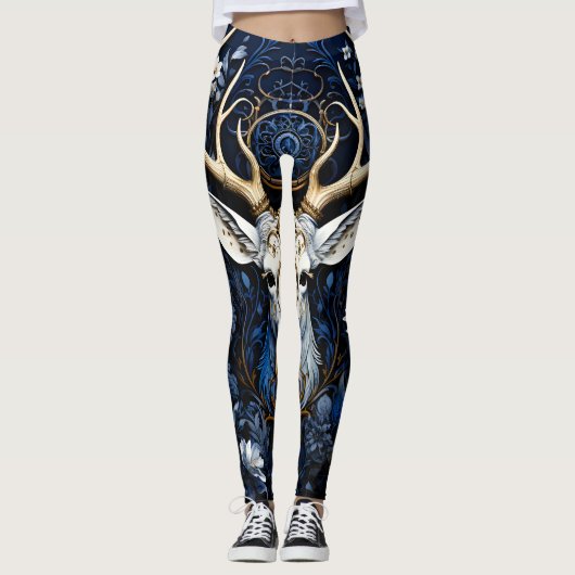 Leggings Midnight Celestial Floral Gothic Deer  (Devant)