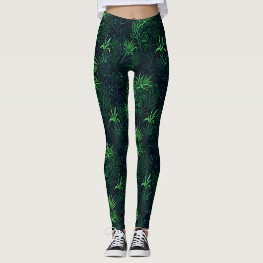 Leggings Midnight Jungle Print (Devant)