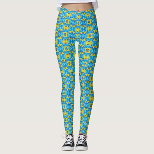 Leggings Mignon en caoutchouc jaune dans les bulles (Devant)