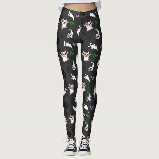 Leggings Mignon fantôme Français Bulldog chauve-souris citr (Devant)