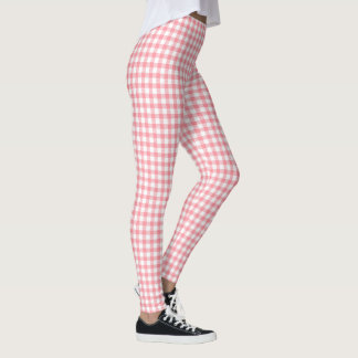 Leggings Mignon Gingham à carreaux rose et blanc, style fil