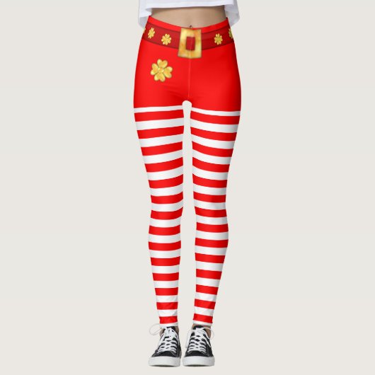 Leggings Mignon rayé rouge blanc (Devant)