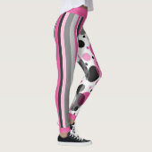 Leggings Mignon Rose Noir & Gris Abstrait Pointillé (Droite)