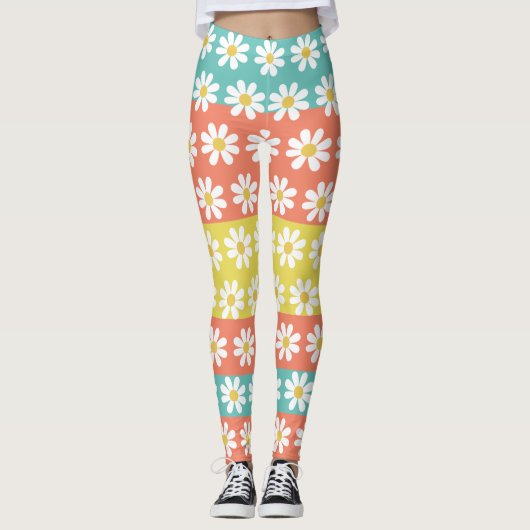 Leggings Mignonne été Retro Fleurs de marguerite Mode (Devant)