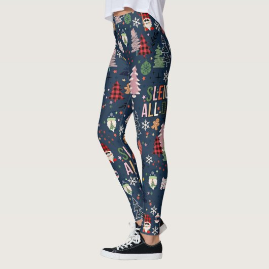 Leggings Mignonne Gnome de Noël coudre toute la journée (Gauche)