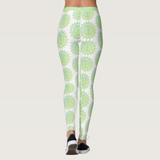 Leggings Mignonne Vert or Mandala Motif Élégant Plutôt (Dos)