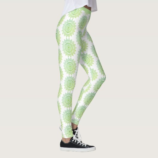 Leggings Mignonne Vert or Mandala Motif Élégant Plutôt (Droite)