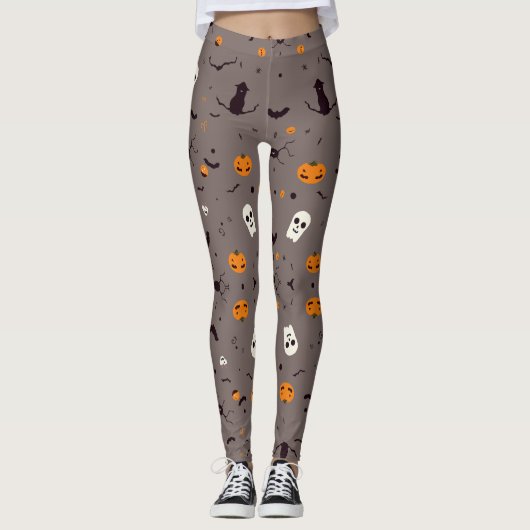 Leggings Mignons Fantômes d'Halloween Éffrayants et Motif C (Devant)