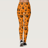 Leggings Mignons Fun Black sur Bright Orange Empreintes de (Dos)