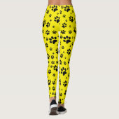 Leggings Mignons Fun Black sur Bright Yellow Empreintes de  (Dos)