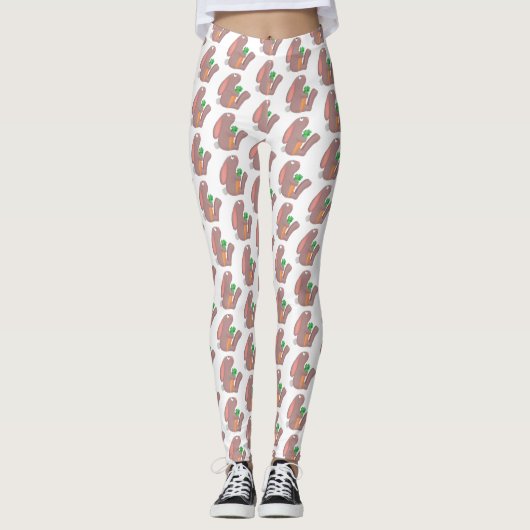 Leggings Mignons lapin lapin lapin assis avec dessin de car (Devant)