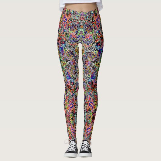 Leggings Mignons motifs de fleurs colorés mixtes (Devant)