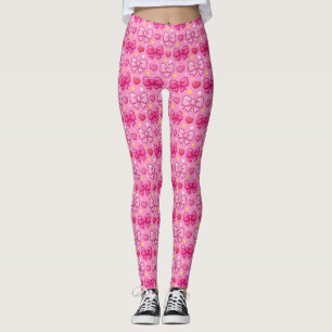 Leggings Mignons Nœuds Rose Kawaii Féminin