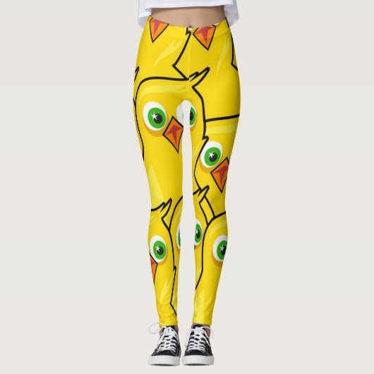 Leggings Mignons Poulets de Pâques Jaune Clair (Devant)
