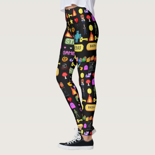 Leggings Mikitiez vidéo pixel halloween chauve-souris éffra (Gauche)