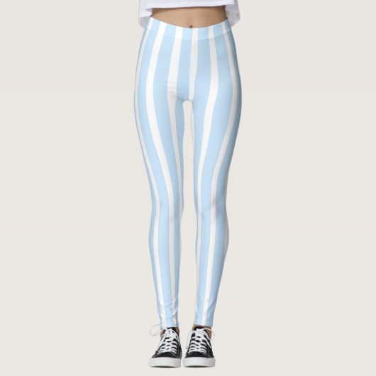 Leggings Minces Rayures Bleu Clair (Devant)