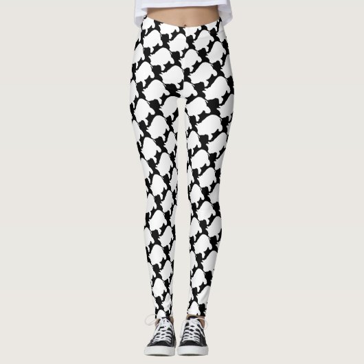 Leggings Mini guêtres blanches d'impression de porc partout (Devant)