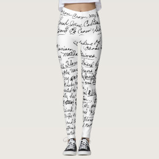 Leggings Minimal Handwriting Pattern – чорний рукописний пр